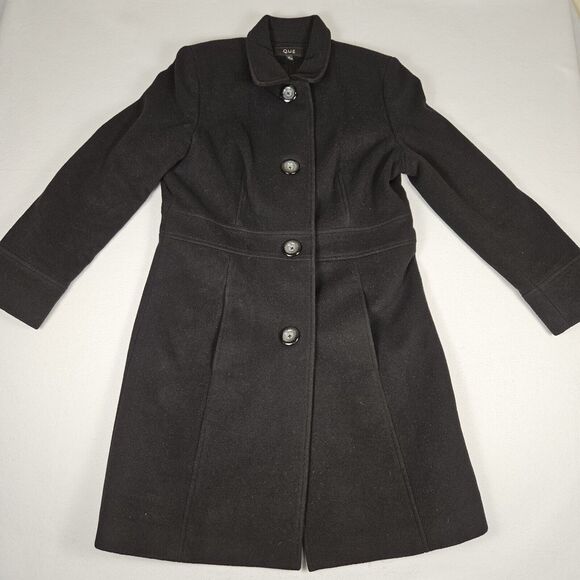 VTG Wool Cashmere Blend Overcoat Womens Black Winter Classic Dressy Coat Long 14 - Picture 7 of 16